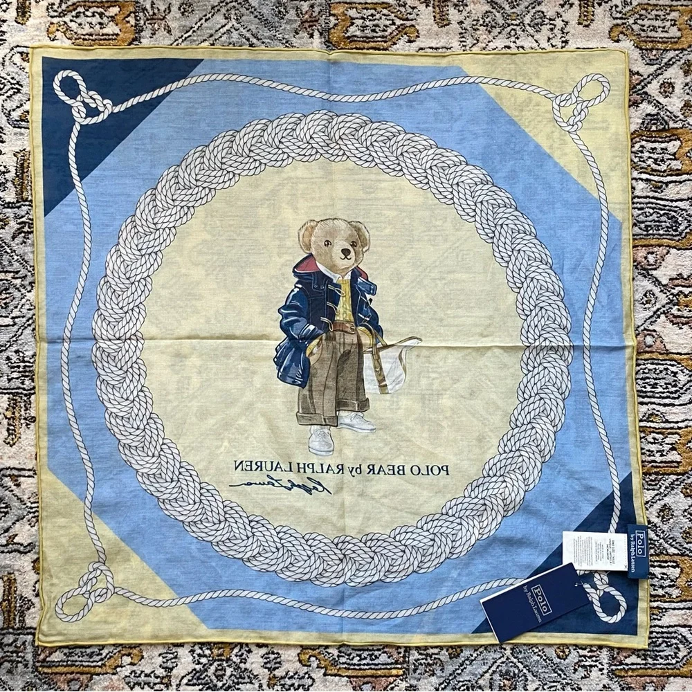 Ralph Lauren Polo Bear Scarf in Blue and Yellow